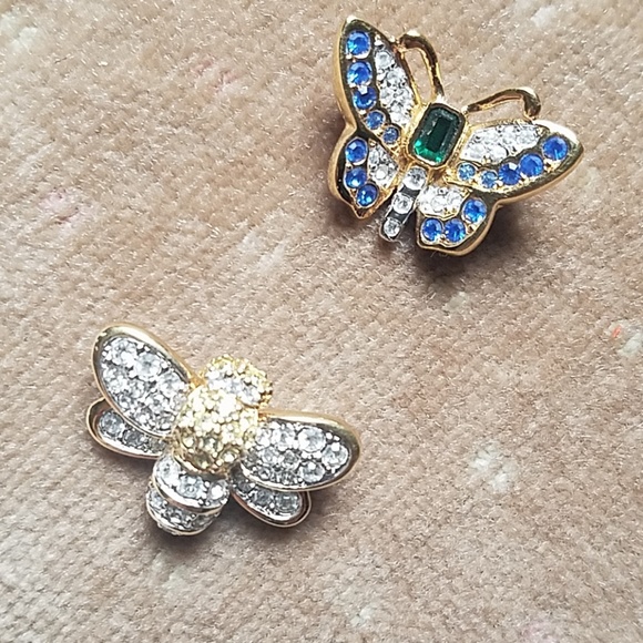 Swarovski Jewelry - Swarovski Bee and Butterfly Brooch Pin Set